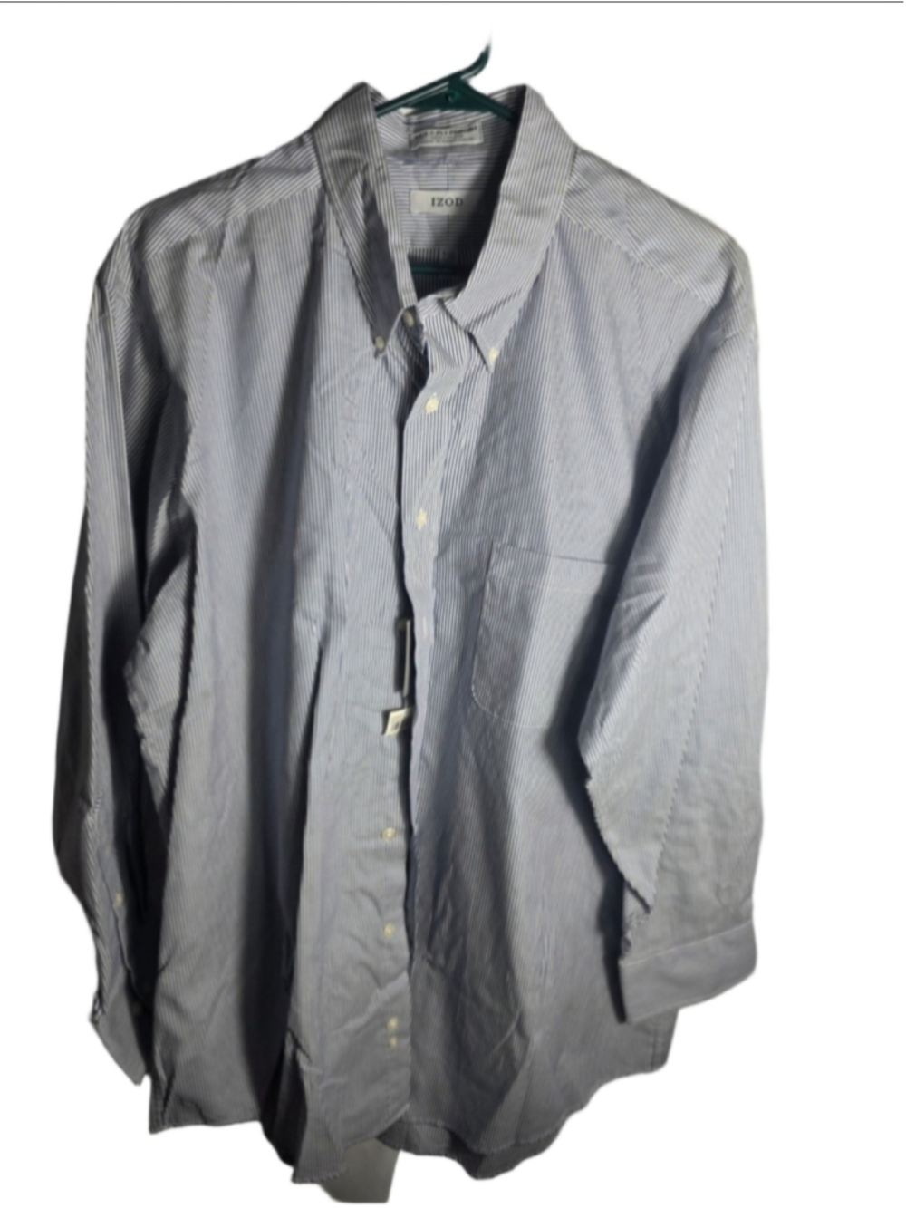 Men's IZOD Dress Shirt XL Blue White Striped Long Sleeve Button Down preppy fall